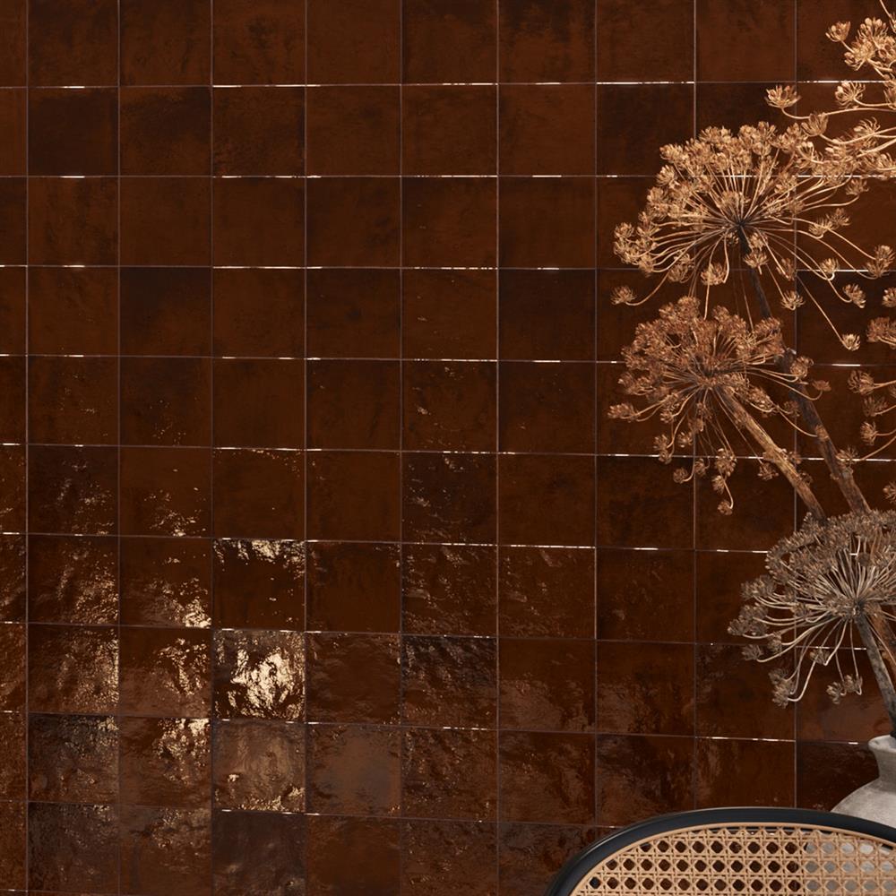 Burnt red terracotta zellige ceramic tiles